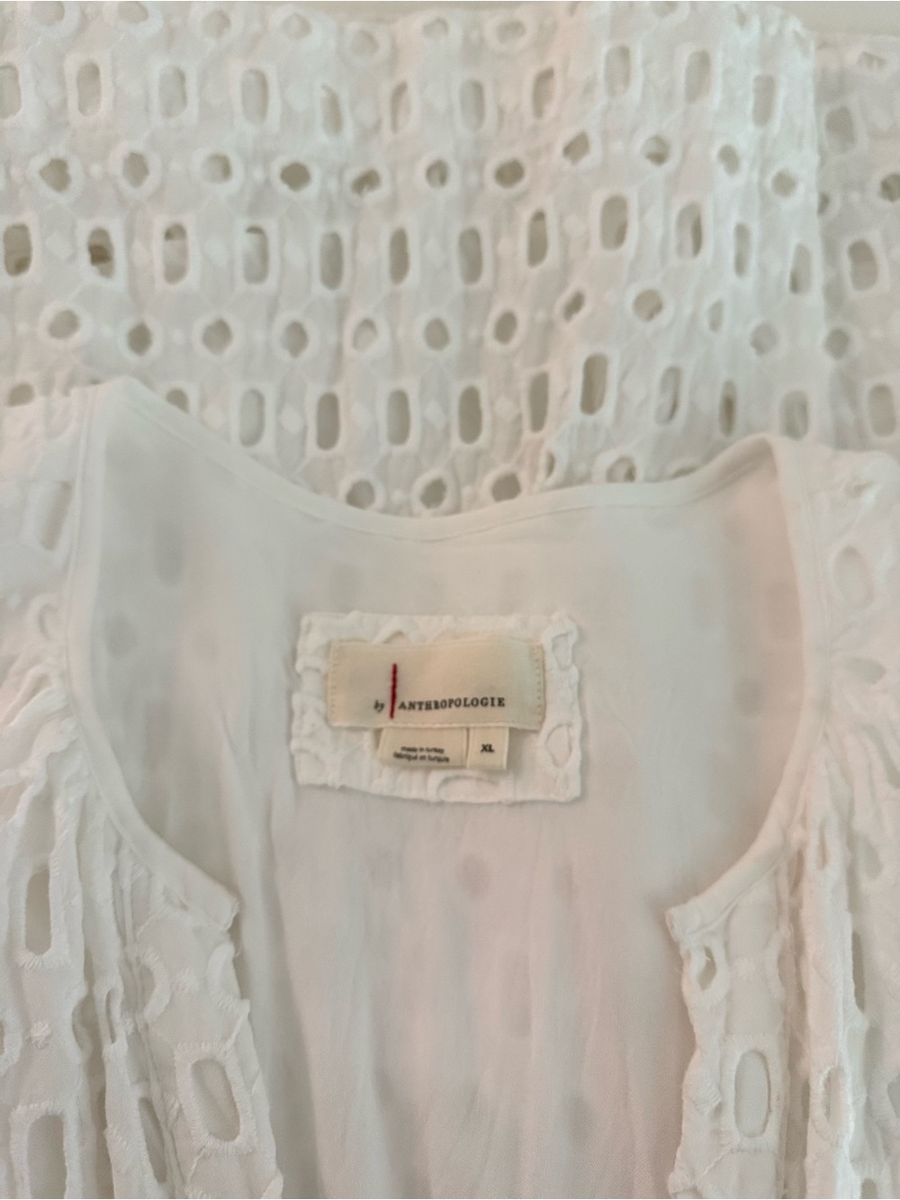 Anthropologie White Eyelet Maxi Dress with Puff Sleeves - Picture 4 of 6